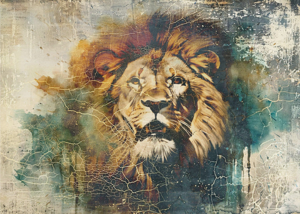 Art Mural Lion Animal Illustration Vintage Art Mural 06