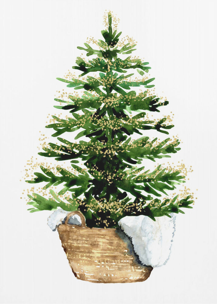 Décoration murale Sapin de Noël cosy aquarelle (2) Impression sur toile