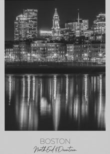 Art mural BOSTON Horizon de la ville le soir de North End