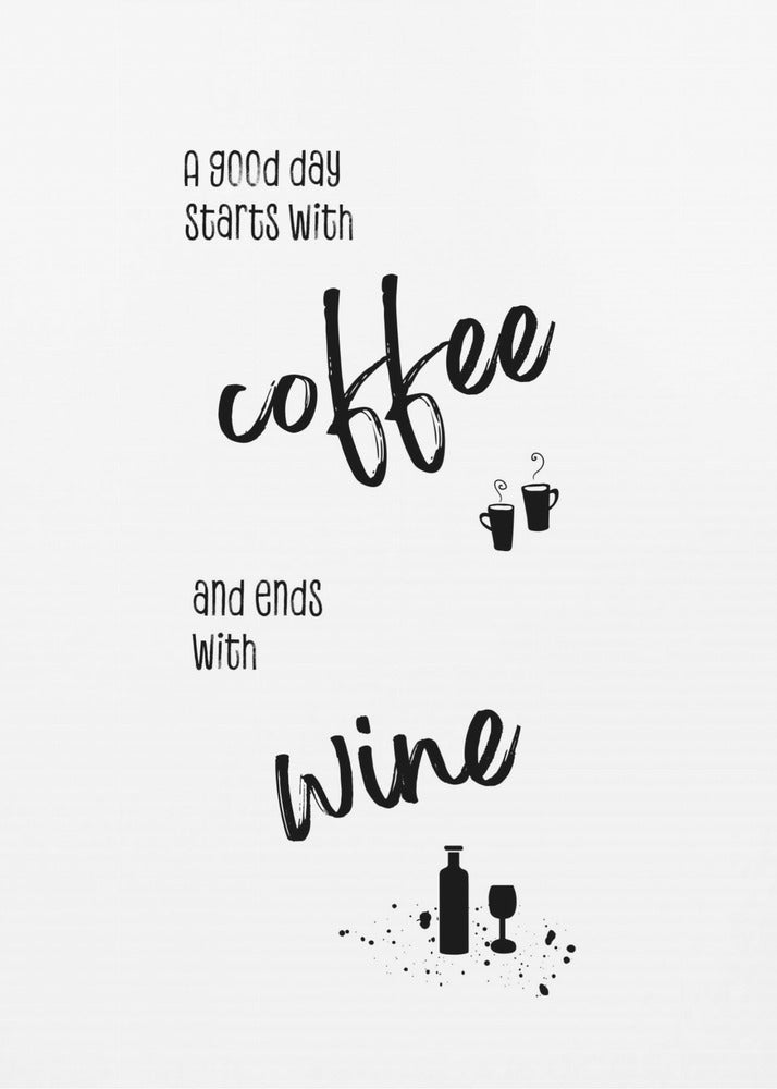 Décoration murale Une bonne journée commence avec un café et se termine avec un verre de vin
