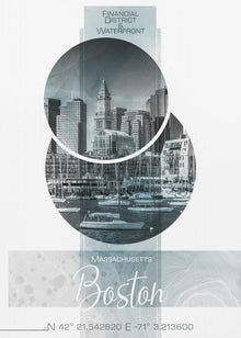 Art mural Affiche artistique BOSTON Front de mer | marbre turquoise
