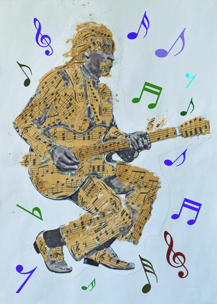 Impression sur toile Guitariste Notes de musique Art mural