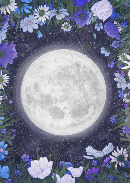Art mural Minuit dans la prairie Bleu Original