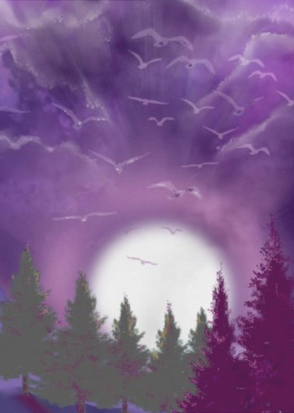 Décoration murale LUNE DANS UN CIEL VIOLET Impression sur toile