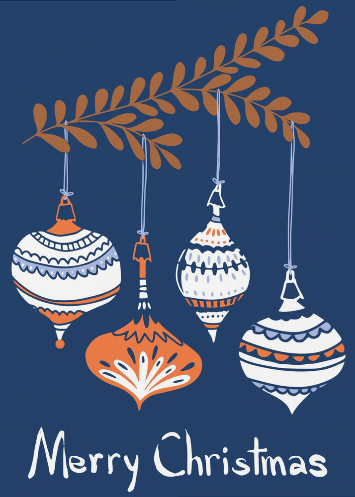Art mural Petites boules de Noël bleues et joyeuses Tableau sur toile