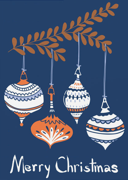 Art mural Petites boules de Noël bleues et joyeuses Tableau sur toile