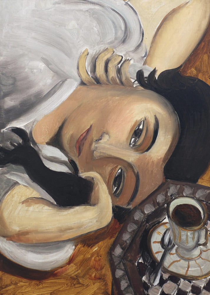 Art mural Lorette Con Una Tazza Di Caffe 1916