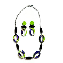 Handmade Purple Neon Green Statement Jewelry Set
