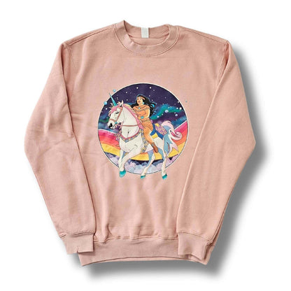 T-shirt col rond Femme Licorne Arc-en-ciel