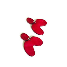 Red Asymmetric Arch Earrings Post or Clip On- "Kate"