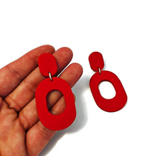 Open Oval Hoop Statement Earrings, Post or Clip On – "Pam"