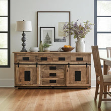 Buffet de style campagnard en manguier brut avec portes coulissantes