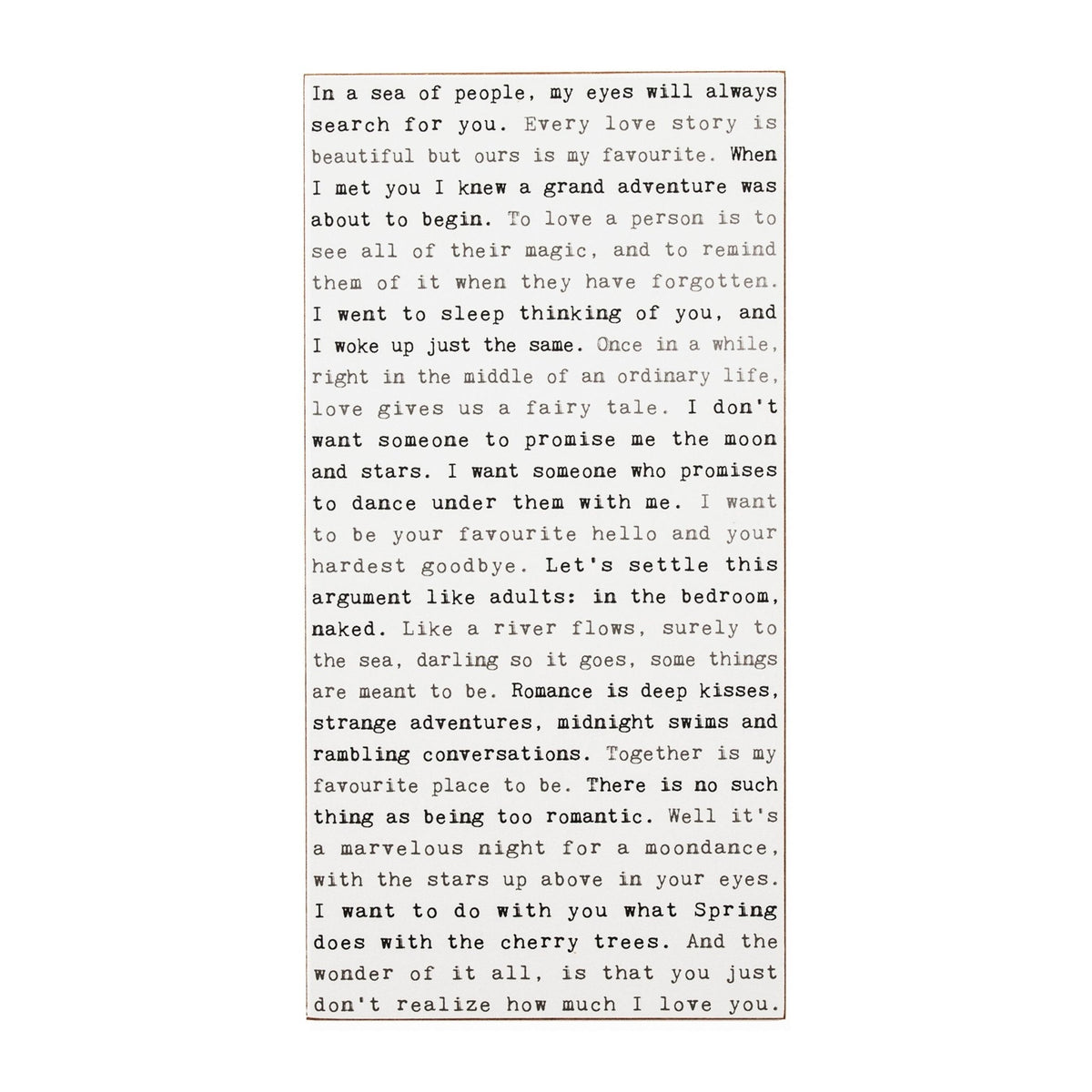 Typewriter Sign - Romance