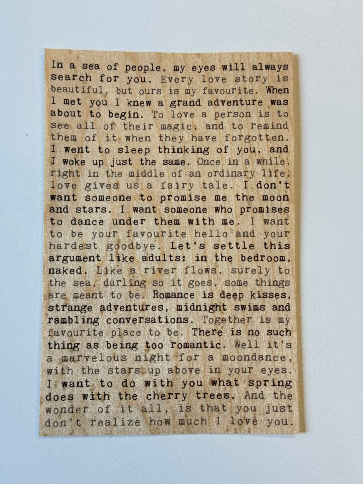 Wood Postcard - Romance