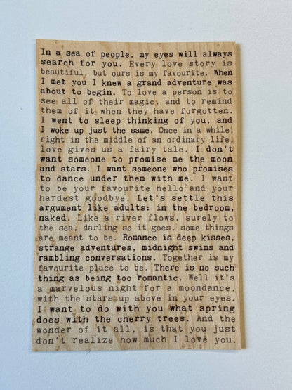 Wood Postcard - Romance