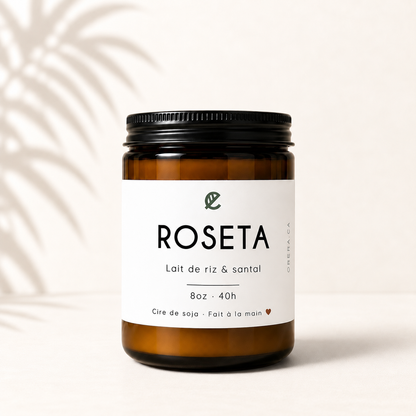 Bougie de soja ROSETA lait de riz et santal