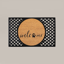 welcome + paw round doormat set