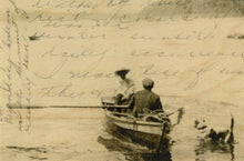 Carte postale en bois - Barque avec chien
