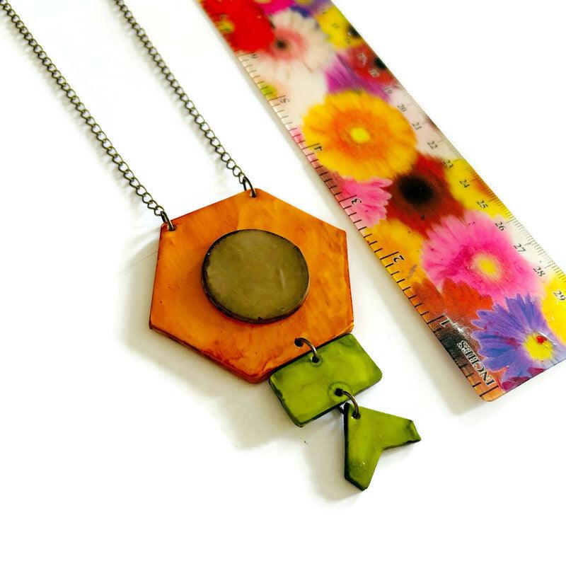 Pendentif géométrique rustique fait main