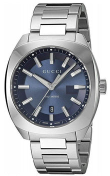 Montre GUCCI GG2570 en acier inoxydable, grand cadran bleu YA142303