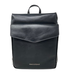 Grand Sac à dos en Cuir véritable Noir | Léanne