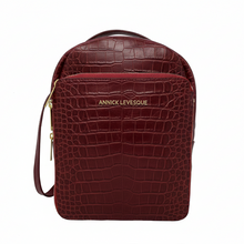 Sac à dos en Cuir Rouge Bordeaux Croco, Alice