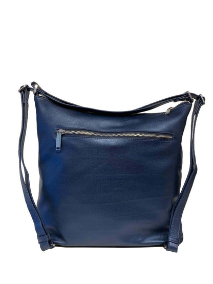 Sac à main en cuir transformable bleu marine, Alexandra