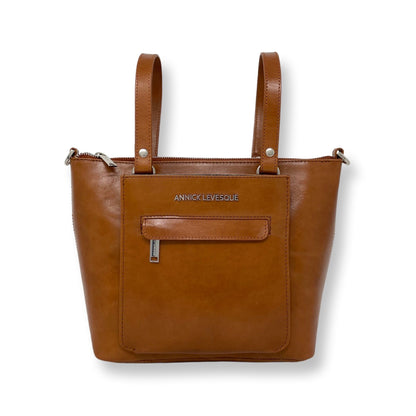 Cognac Genuine Leather Handbag | Lina