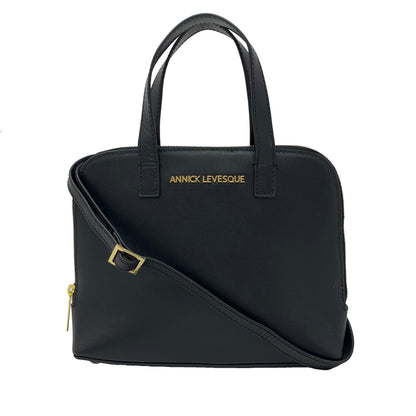 Black leather handbag, Justine