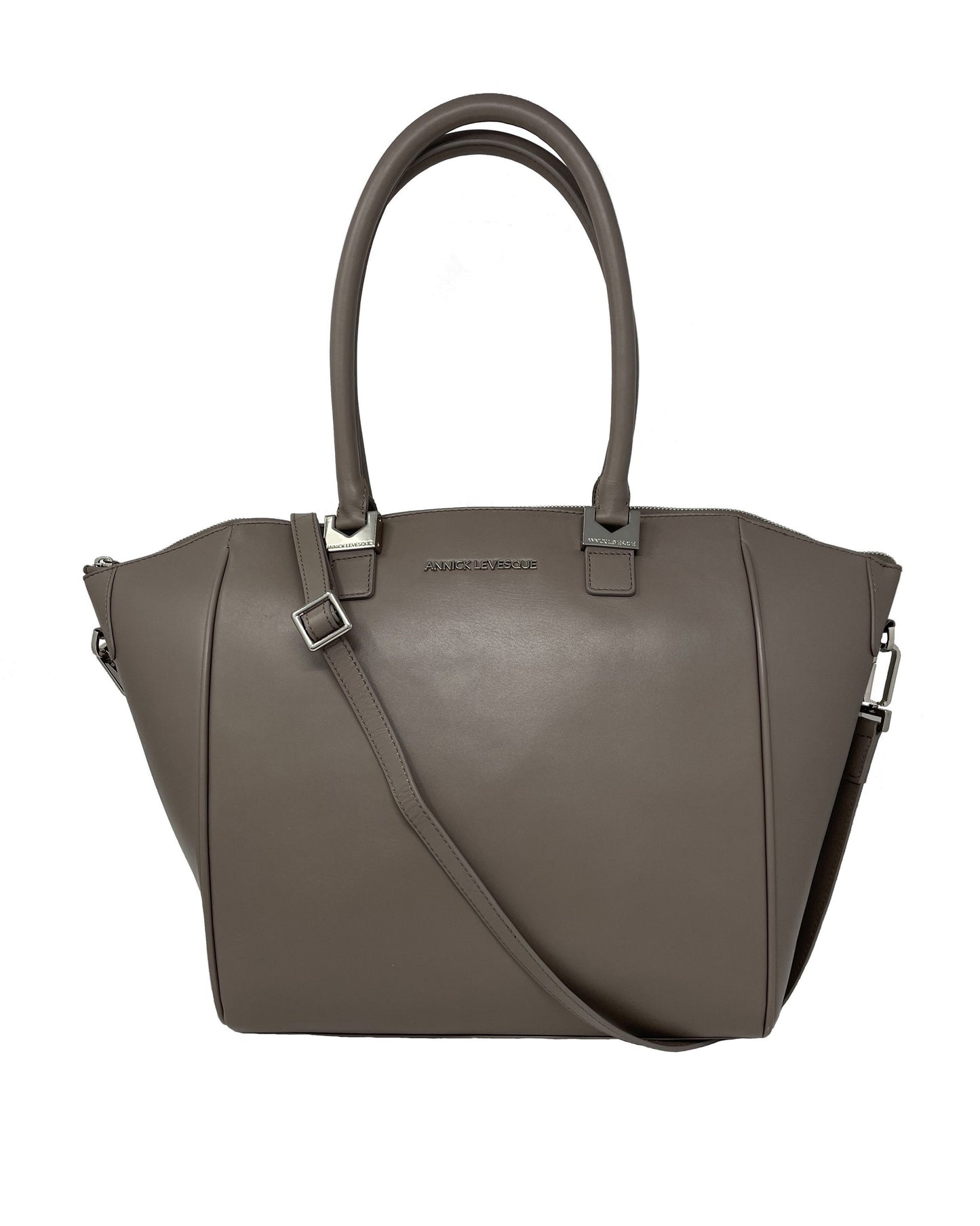 Taupe Leather Handbag | Mona Medium