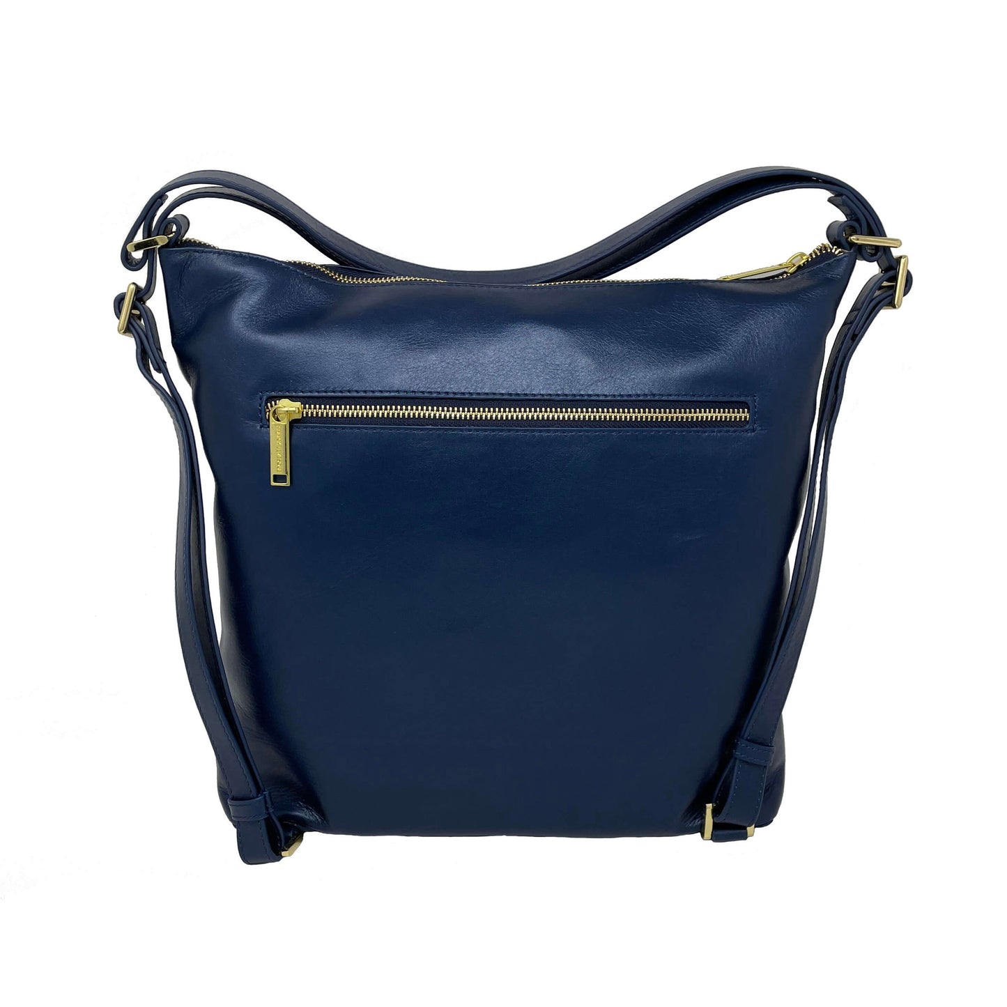 Sac à main en cuir transformable bleu marine, Alexandra