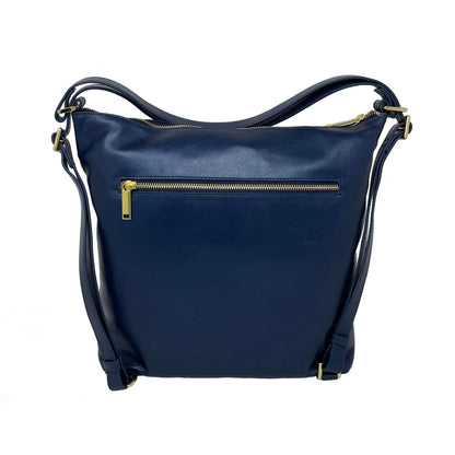 Sac à main en cuir transformable bleu marine, Alexandra