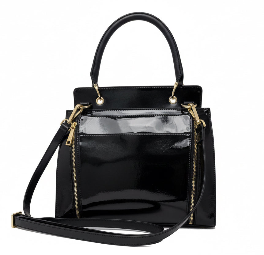 Genuine Black Patent Leather Handbag, Chloé