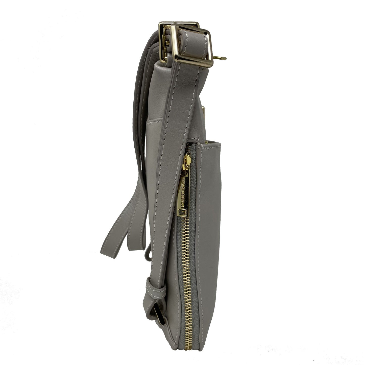 Sac à main transformable en cuir véritable gris, Josée