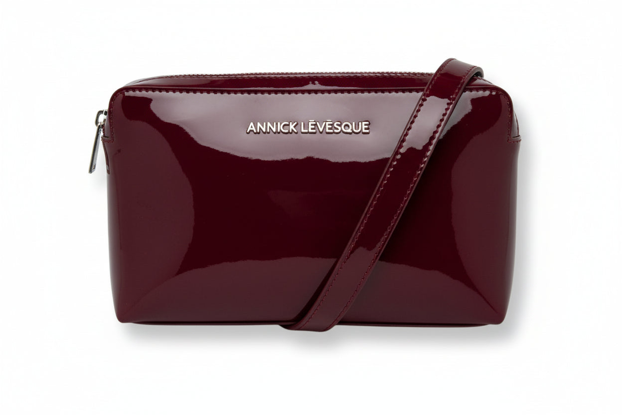 Small Annie Leather Shoulder Bag, supple patinated dark burgundy