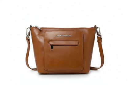 Cognac Genuine Leather Handbag | Lina