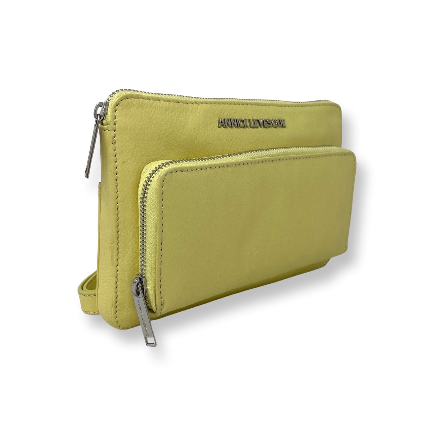 Small Yellow Genuine Leather Wallet Bag, Carmen