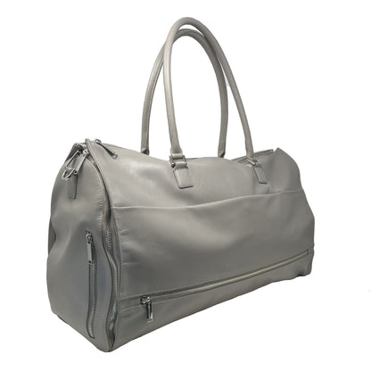 Large Travel Bag-Grey Genuine Leather Cover, Frederick