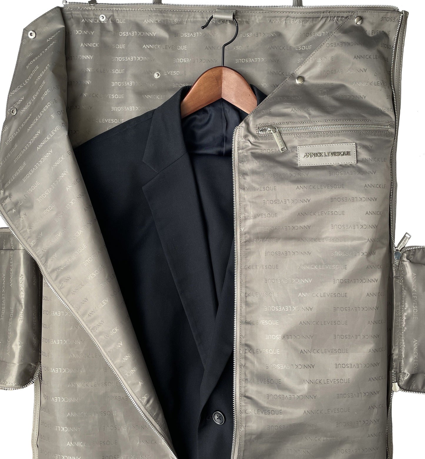 Large Travel Bag-Grey Genuine Leather Cover, Frederick