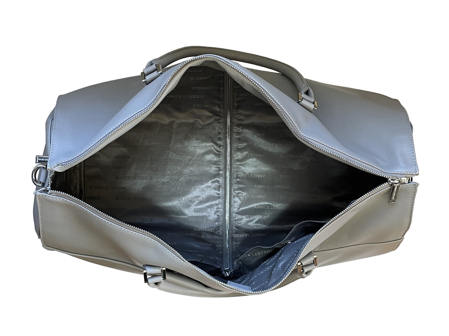 Large Travel Bag-Grey Genuine Leather Cover, Frederick