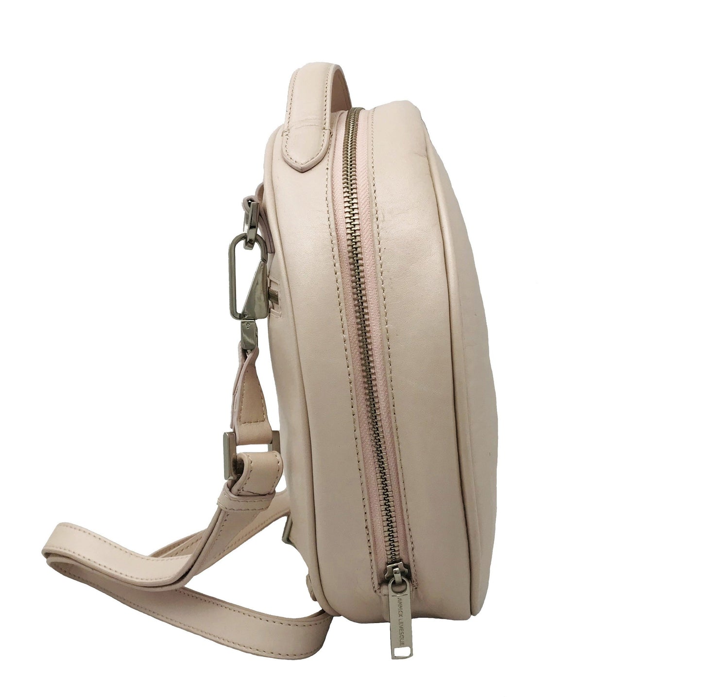 Heidi, sac rond transformable en cuir véritable Rose Poudre
