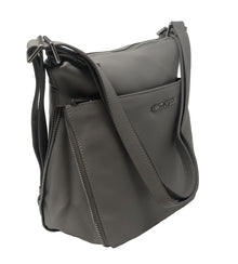 Sac à main transformable en cuir véritable Gris, Josée