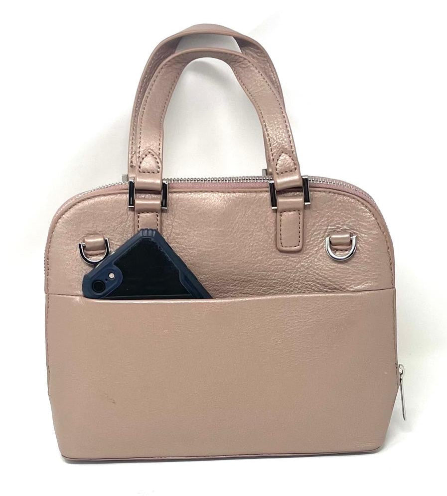 Platine Rose Leather Handbag | Justine