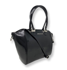 Sac à Main en Cuir Verni Noir Souple | Mona Moyen