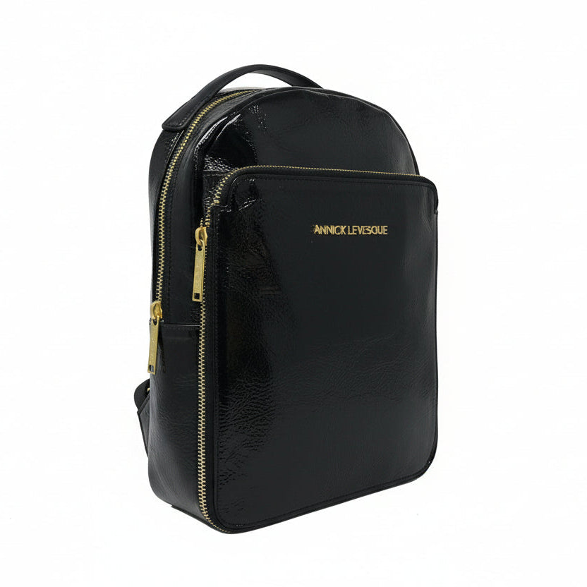 Black Soft Leather Patina Backpack, Alice