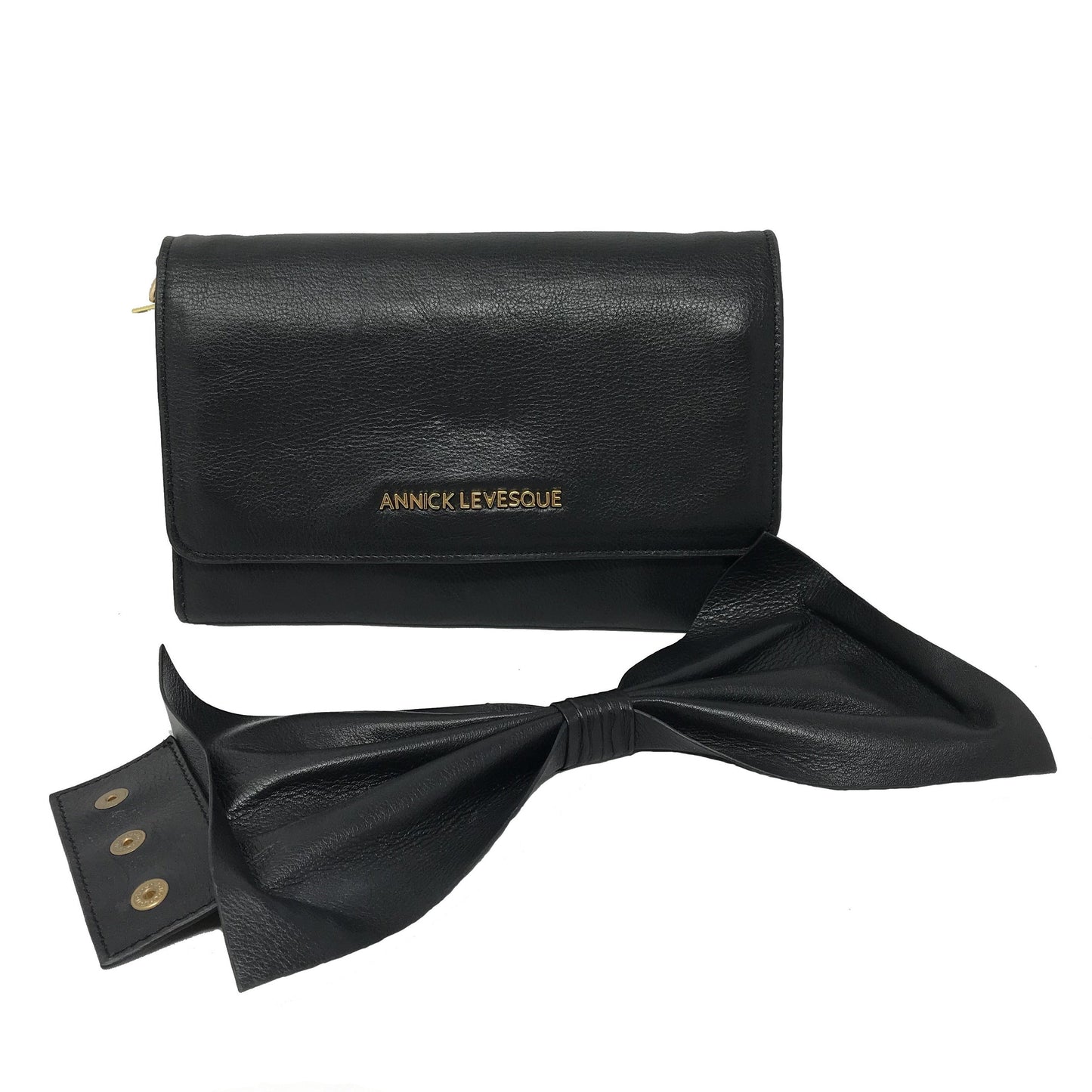 Genuine Black Leather Handbag with Bow | Scarlett - PRE-ORDER