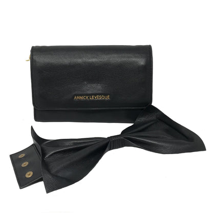 Genuine Black Leather Handbag with Bow | Scarlett - PRE-ORDER