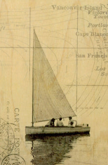 Carte postale en bois - Voilier