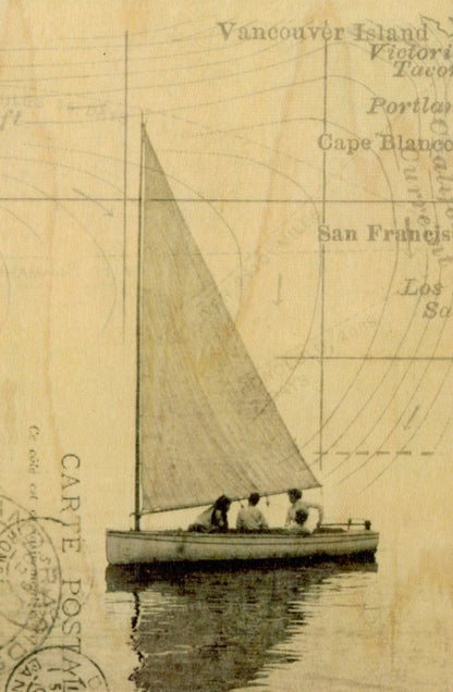 Wood Postcard - Sailboat
