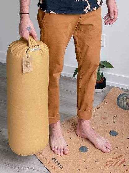 Round Yoga Bolster | Natural & Organic | Amber Gold